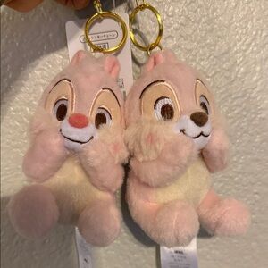 Cute Pink Cherry Blossom Chip and Dale Keychains